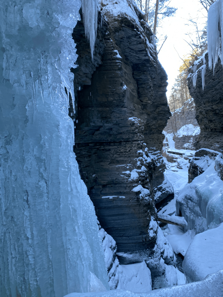 Frozen trail in watkins glen state park