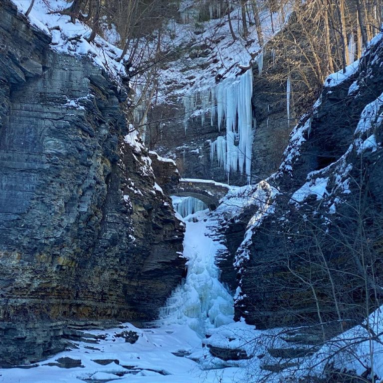 Frozen Waterfalls of Watkins Glen Park in Winter