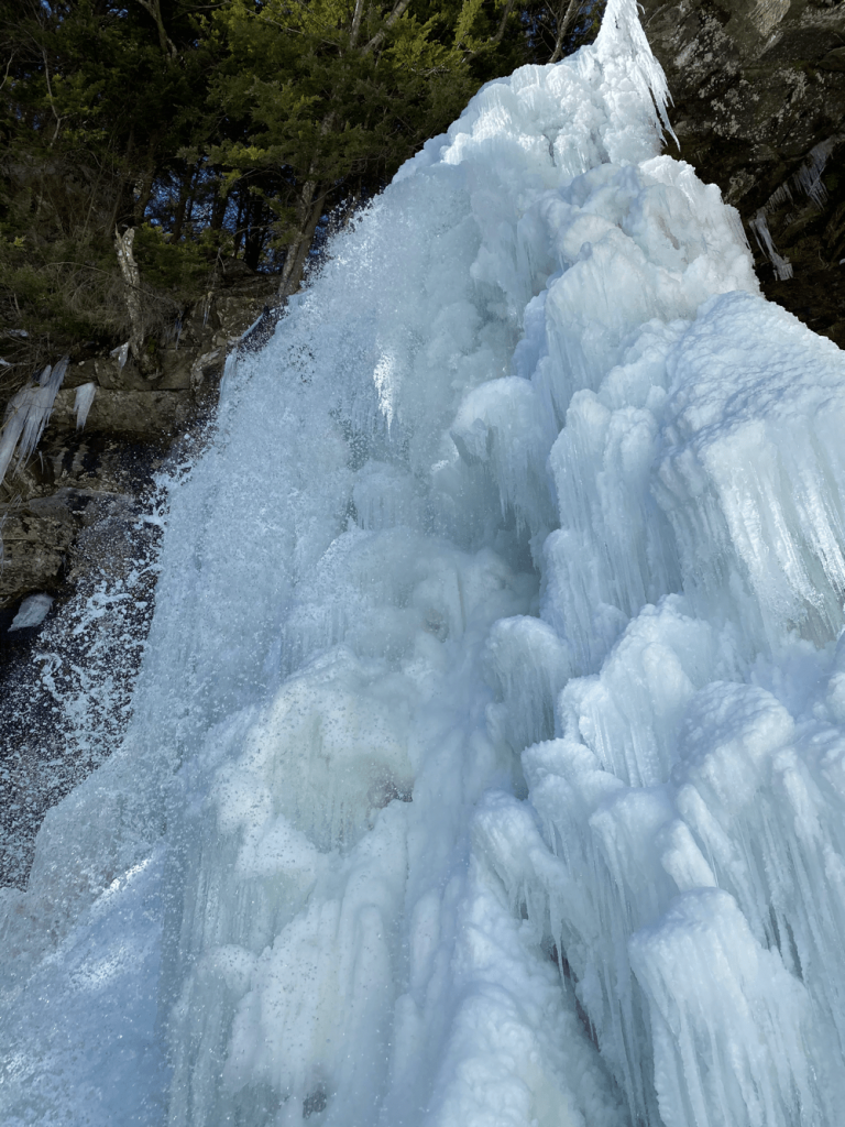Frozen Plattekill Falls in winter