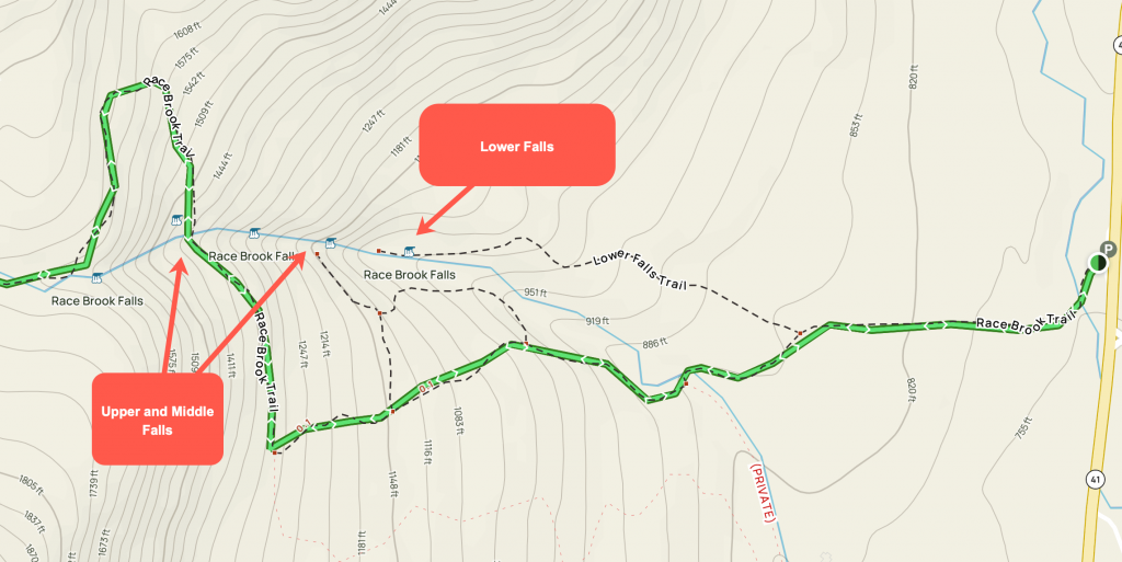 Race Brook Falls Trail Map
